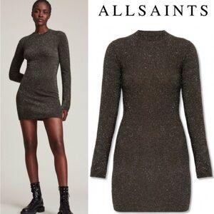 All Saints Sparkle Mini Dress in Graphite